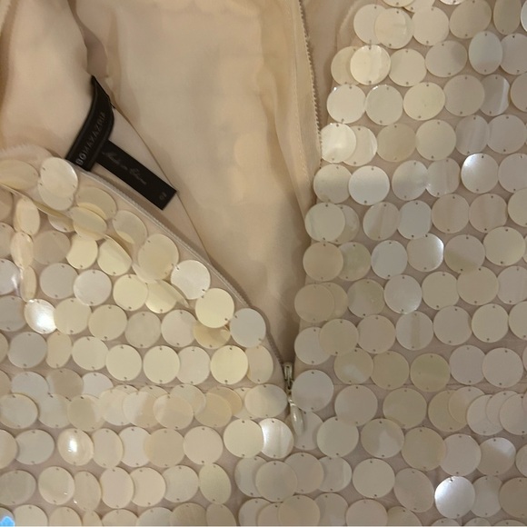 BCBGMaxAzria size 2 womens Sequin Sleeveless Dress cream white luxury - Picture 7 of 8